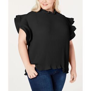 NY Collection Plus Size Pleated Bell Sleeve Top